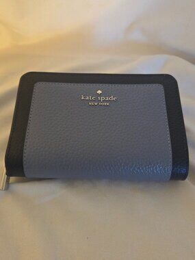 Kate Spade Two-Tone Wallet - Periwinkle and Navy - Medium Zip Around